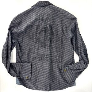 English Laundry Christopher Wicks Embroidered Mens Shirt Size L Gray Long Sleeve